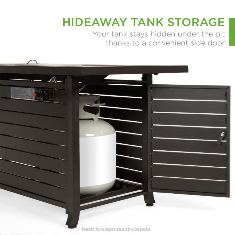 4LT21459 Dark Brown Best Choice Products 50,000 BTU Rectangular Propane Gas Fire Pit Table w/ Storage, Cover