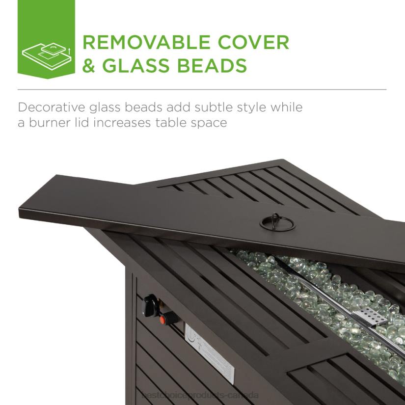 4LT21459 Dark Brown Best Choice Products 50,000 BTU Rectangular Propane Gas Fire Pit Table w/ Storage, Cover