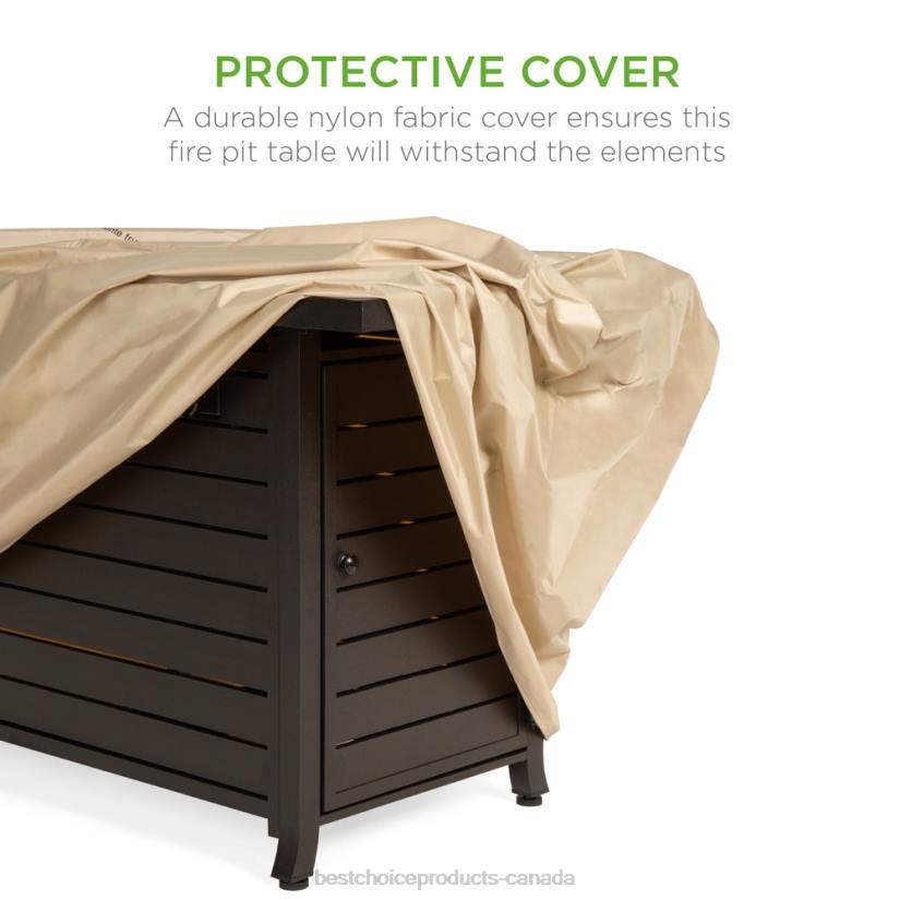 4LT21459 Dark Brown Best Choice Products 50,000 BTU Rectangular Propane Gas Fire Pit Table w/ Storage, Cover