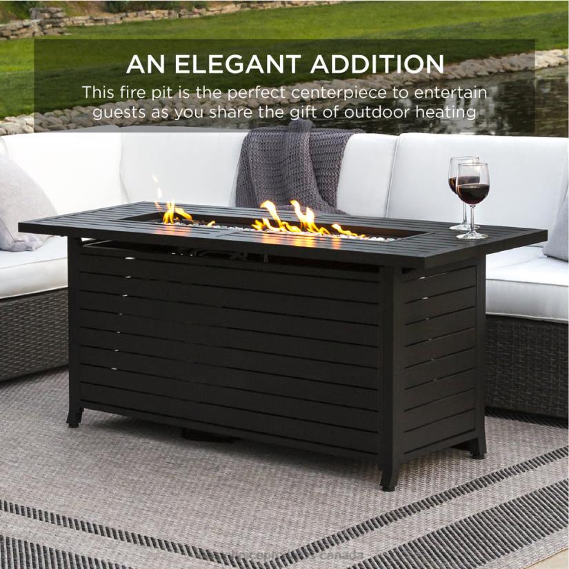 4LT21459 Dark Brown Best Choice Products 50,000 BTU Rectangular Propane Gas Fire Pit Table w/ Storage, Cover