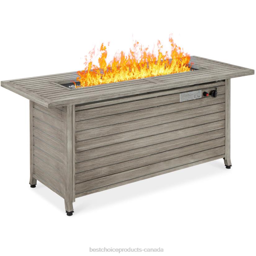 4LT21460 Gray Best Choice Products 50,000 BTU Rectangular Propane Gas Fire Pit Table w/ Storage, Cover