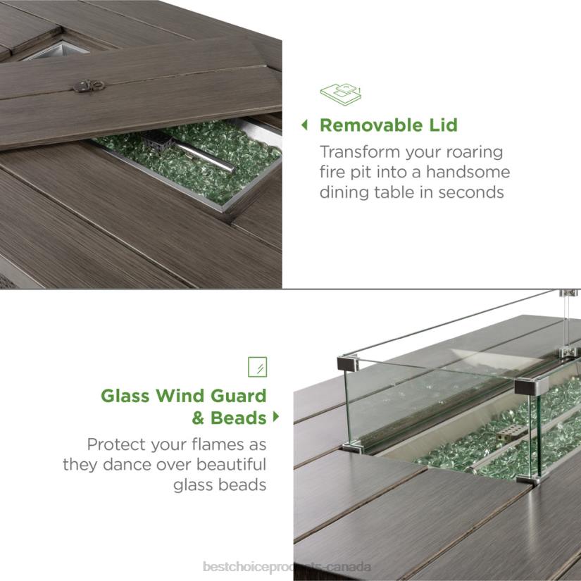 4LT21463 Gray Best Choice Products 52in 50,000 BTU Wicker Propane Fire Pit Table w/ Aluminum Top, Cover