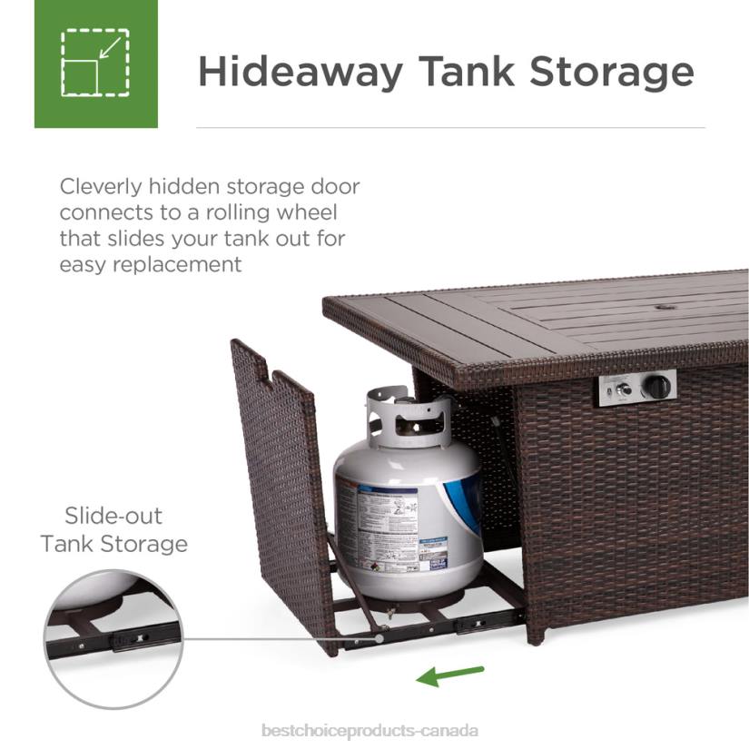 4LT2928 Brown Best Choice Products Wicker Propane Fire Pit Table, 50,000 BTU w/ Glass Wind Guard, Cover