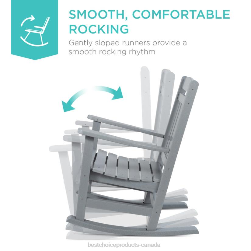 4LT21317 Gray Best Choice Products All-Weather Indoor Outdoor Porch Rocking Chair w/ 300lb Weight Capacity