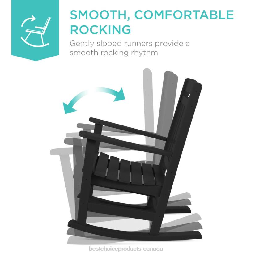 4LT21318 Black Best Choice Products All-Weather Indoor Outdoor Porch Rocking Chair w/ 300lb Weight Capacity