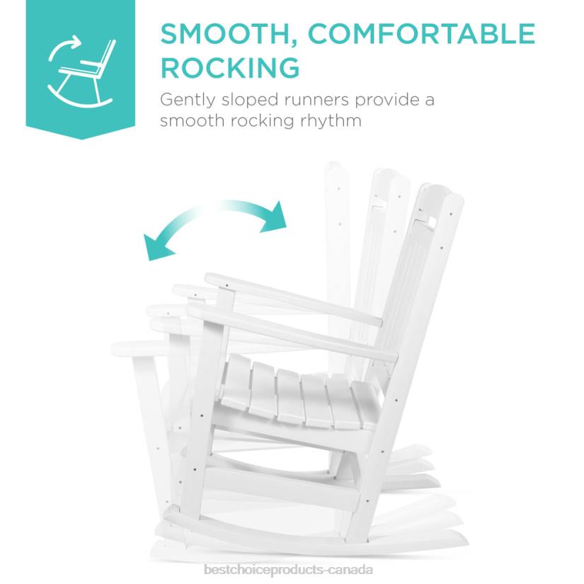 4LT21319 White Best Choice Products All-Weather Indoor Outdoor Porch Rocking Chair w/ 300lb Weight Capacity
