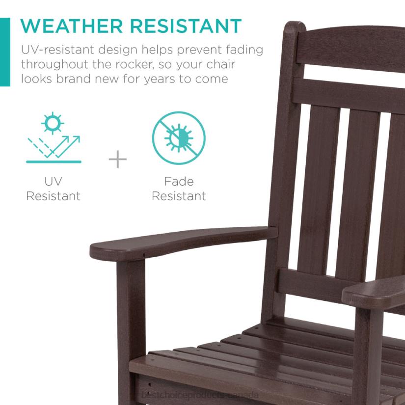 4LT21320 Brown Best Choice Products All-Weather Indoor Outdoor Porch Rocking Chair w/ 300lb Weight Capacity