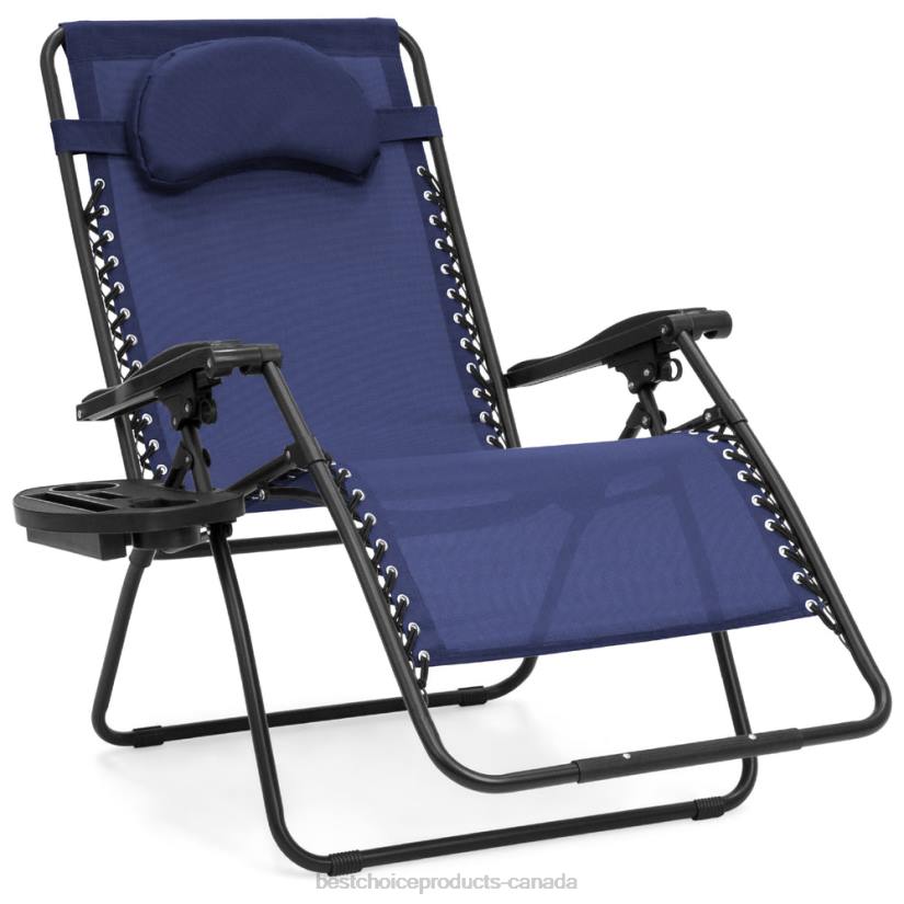 4LT21327 Navy Best Choice Products Oversized Reclining Zero Gravity Chair Lounger w/ Cup Holder, Pillow