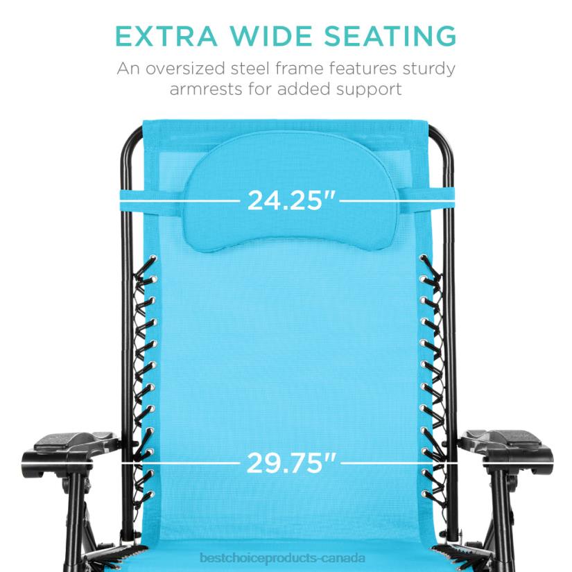 4LT21329 Light Blue Best Choice Products Oversized Reclining Zero Gravity Chair Lounger w/ Cup Holder, Pillow