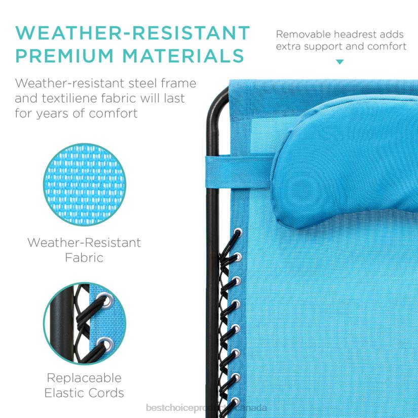 4LT21329 Light Blue Best Choice Products Oversized Reclining Zero Gravity Chair Lounger w/ Cup Holder, Pillow