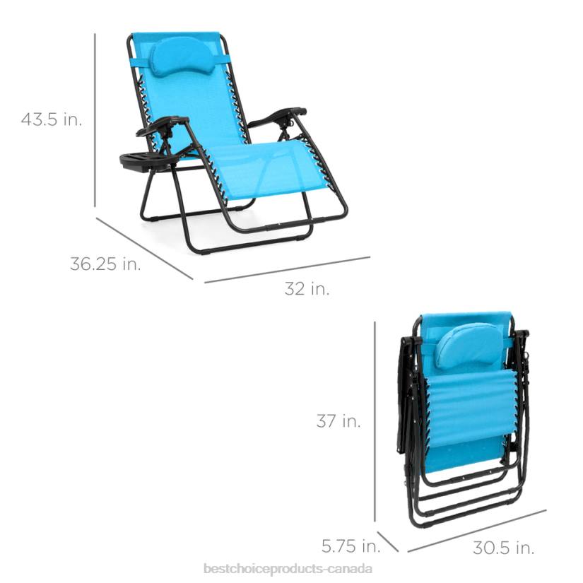 4LT21329 Light Blue Best Choice Products Oversized Reclining Zero Gravity Chair Lounger w/ Cup Holder, Pillow