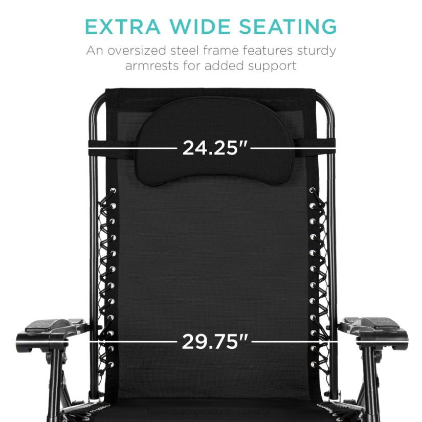 4LT21331 Black Best Choice Products Oversized Reclining Zero Gravity Chair Lounger w/ Cup Holder, Pillow