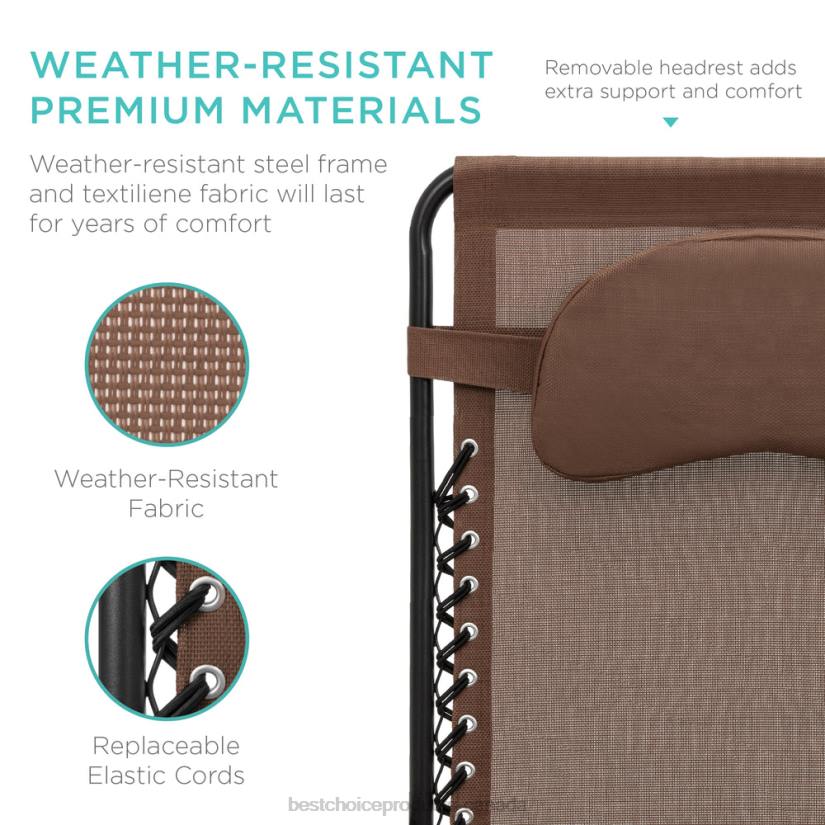 4LT21332 Brown Best Choice Products Oversized Reclining Zero Gravity Chair Lounger w/ Cup Holder, Pillow