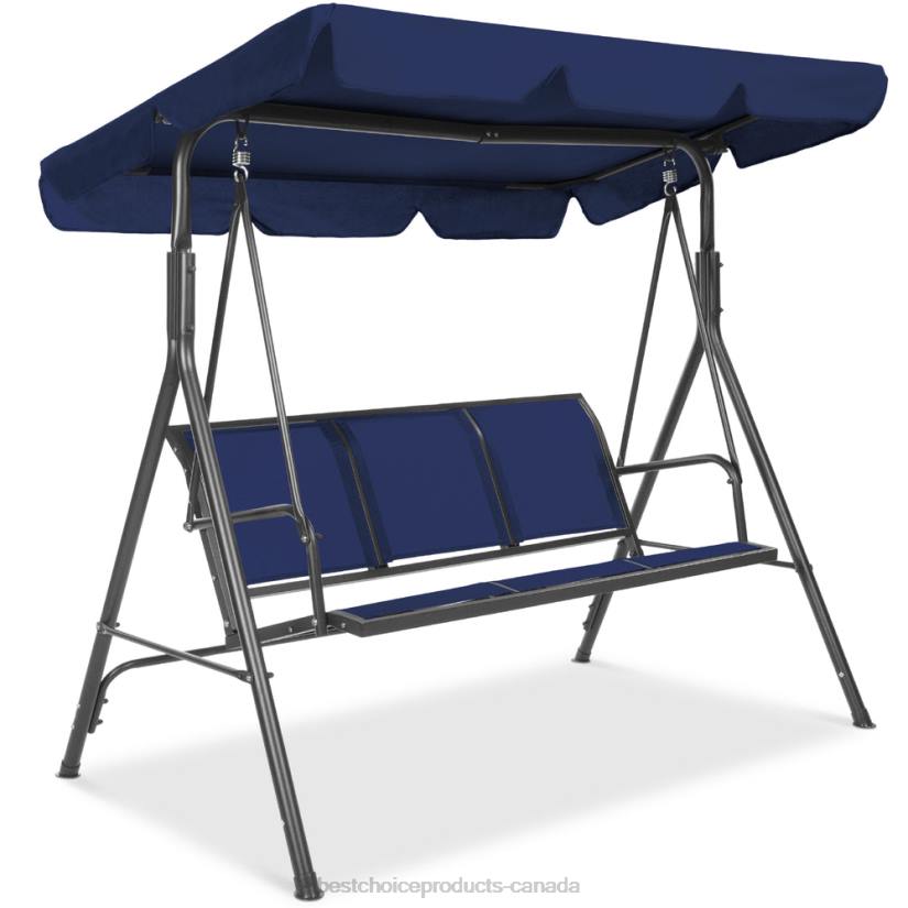 4LT21357 Navy Best Choice Products 2-Seater Outdoor Canopy Swing Glider Bench w/ Textilene Fabric, Steel Frame
