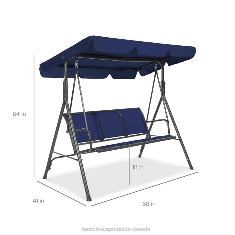 4LT21357 Navy Best Choice Products 2-Seater Outdoor Canopy Swing Glider Bench w/ Textilene Fabric, Steel Frame