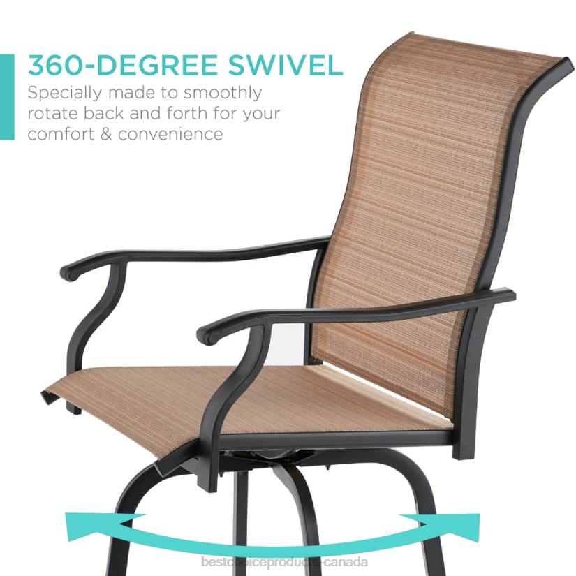 4LT21384 Tan Best Choice Products Set of 2 Swivel Barstools w/ 360 Rotation, All-Weather Mesh