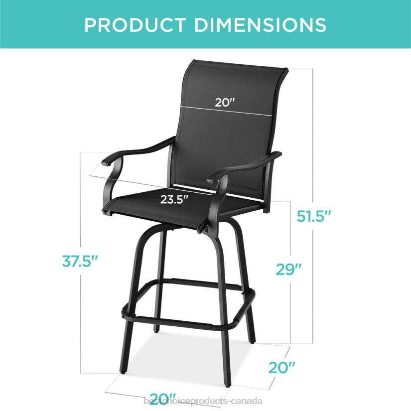 4LT21386 Black Best Choice Products Set of 2 Swivel Barstools w/ 360 Rotation, All-Weather Mesh