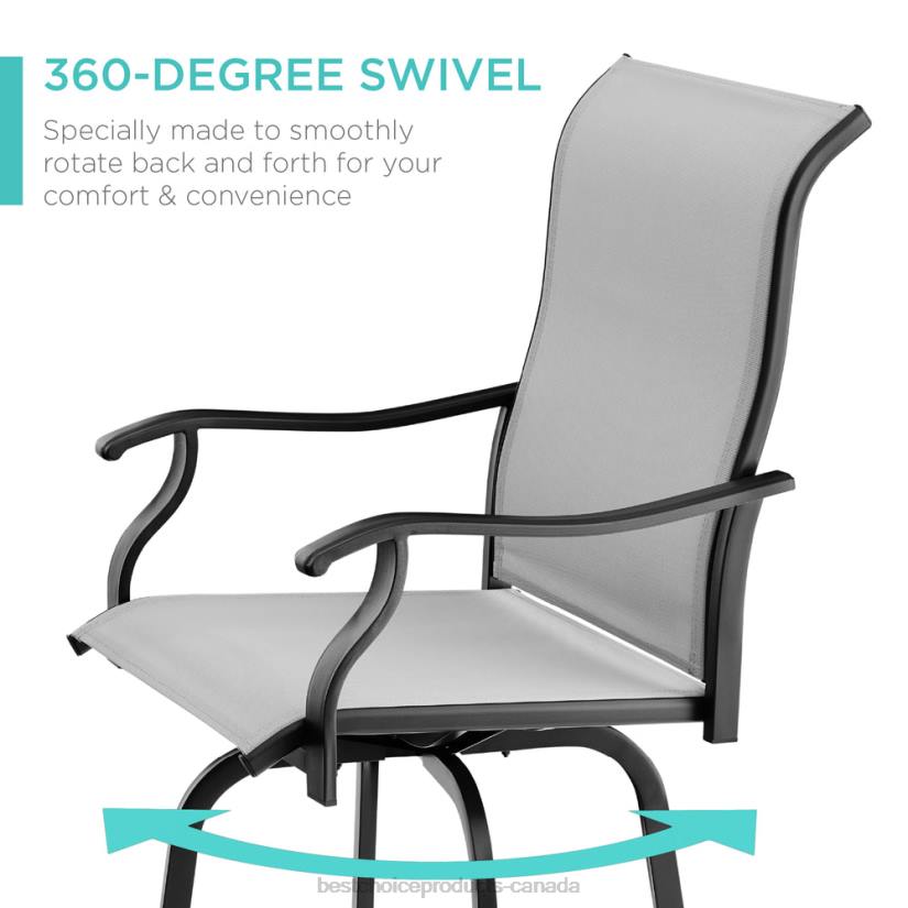 4LT21387 Gray Best Choice Products Set of 2 Swivel Barstools w/ 360 Rotation, All-Weather Mesh
