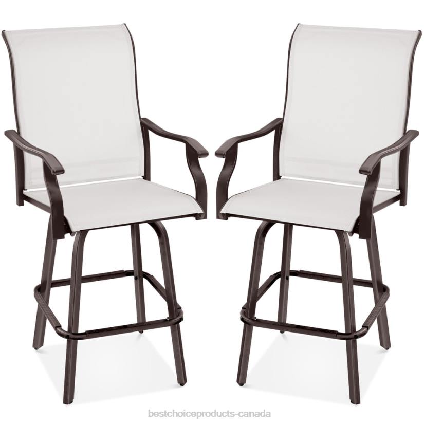 4LT21388 Ivory Best Choice Products Set of 2 Swivel Barstools w/ 360 Rotation, All-Weather Mesh