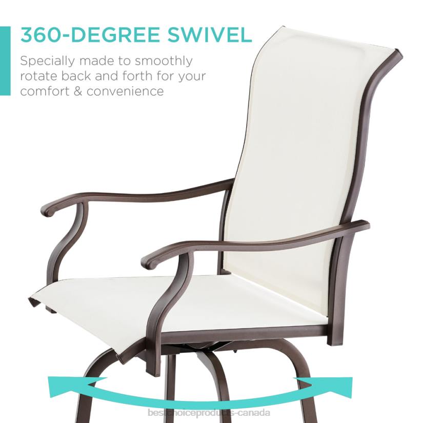 4LT21388 Ivory Best Choice Products Set of 2 Swivel Barstools w/ 360 Rotation, All-Weather Mesh