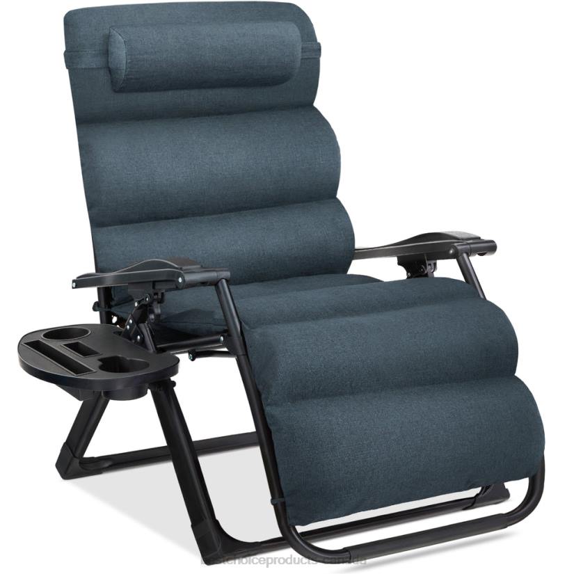 4LT21428 Graphite Blue Best Choice Products Oversized Zero Gravity Chair, Folding Outdoor Recliner w/ Removable Cushion