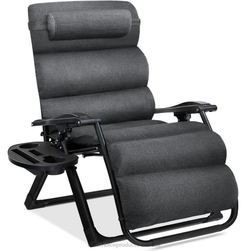 4LT21429 Fossil Gray Best Choice Products Oversized Zero Gravity Chair, Folding Outdoor Recliner w/ Removable Cushion