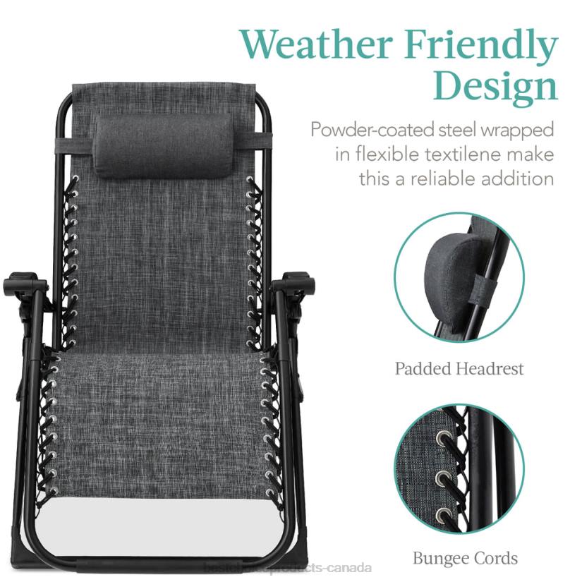 4LT21429 Fossil Gray Best Choice Products Oversized Zero Gravity Chair, Folding Outdoor Recliner w/ Removable Cushion