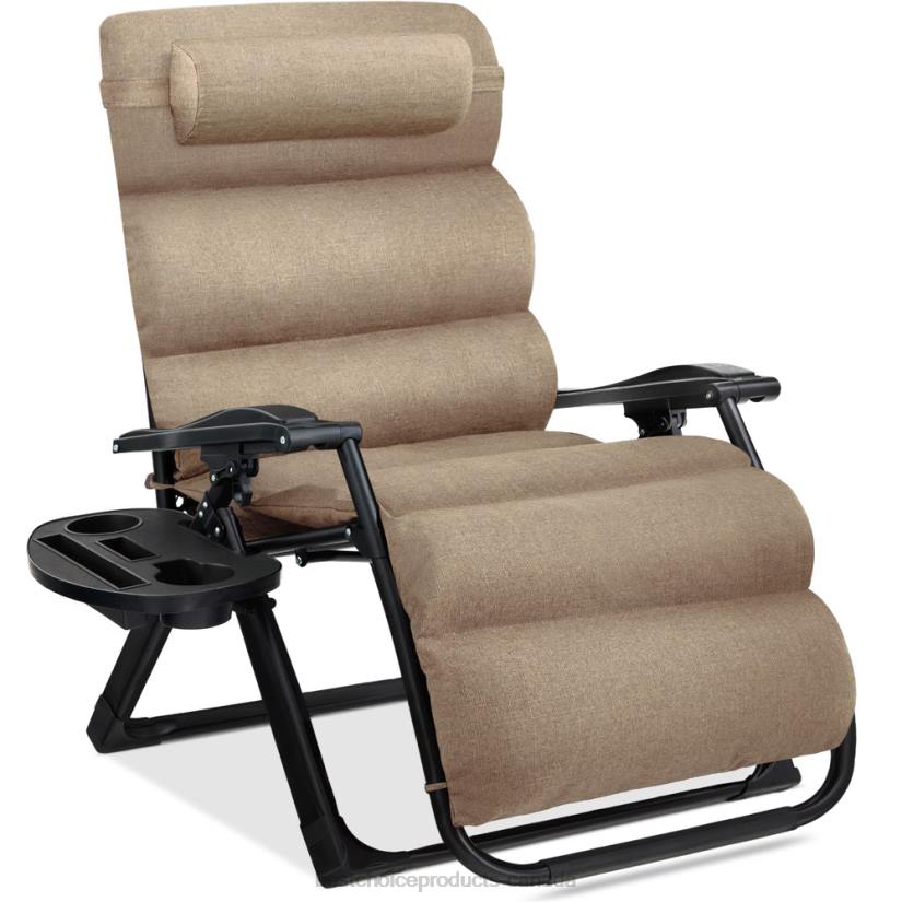 4LT21430 Wheat Best Choice Products Oversized Zero Gravity Chair, Folding Outdoor Recliner w/ Removable Cushion