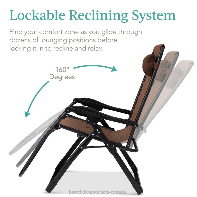 4LT21431 Woodland Brown Best Choice Products Oversized Zero Gravity Chair, Folding Outdoor Recliner w/ Removable Cushion