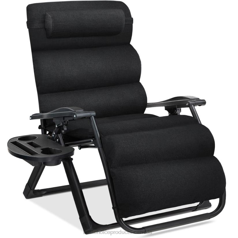 4LT21432 Onyx Black Best Choice Products Oversized Zero Gravity Chair, Folding Outdoor Recliner w/ Removable Cushion
