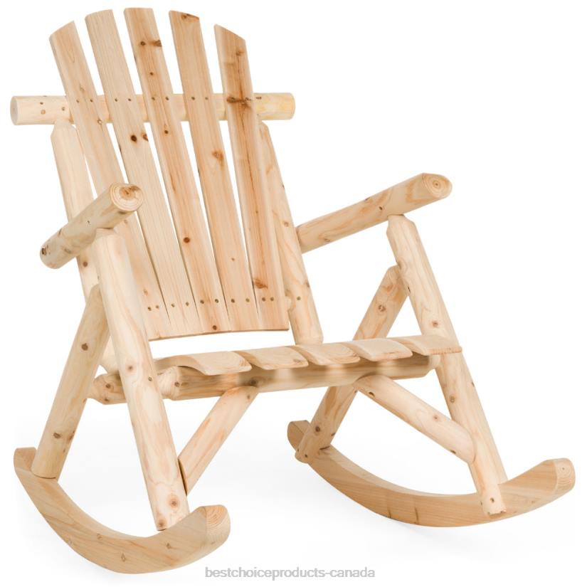 4LT21440 Beige Best Choice Products Rocking Wood Adirondack Chair Accent Furniture w/ Natural Finish