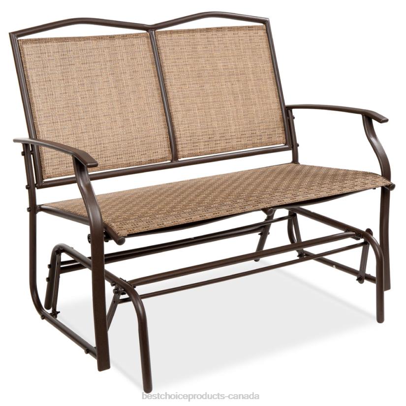4LT21456 Brown Best Choice Products 2-Person Patio Loveseat Swing Glider, Bench Rocker w/ Armrests