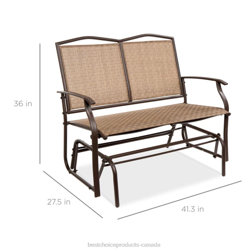 4LT21456 Brown Best Choice Products 2-Person Patio Loveseat Swing Glider, Bench Rocker w/ Armrests