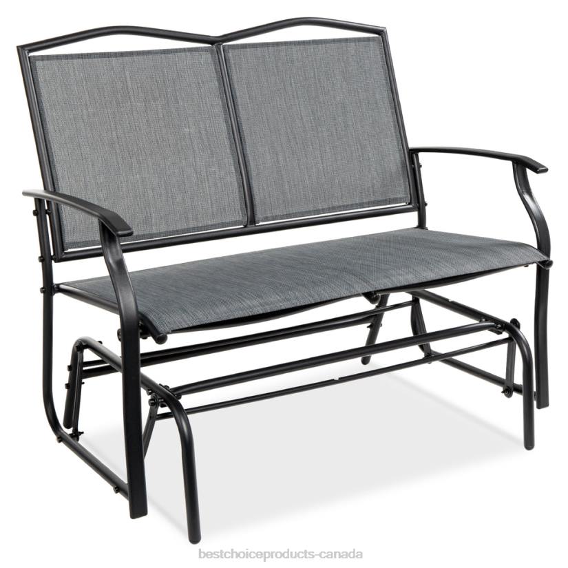 4LT21457 Gray Best Choice Products 2-Person Patio Loveseat Swing Glider, Bench Rocker w/ Armrests