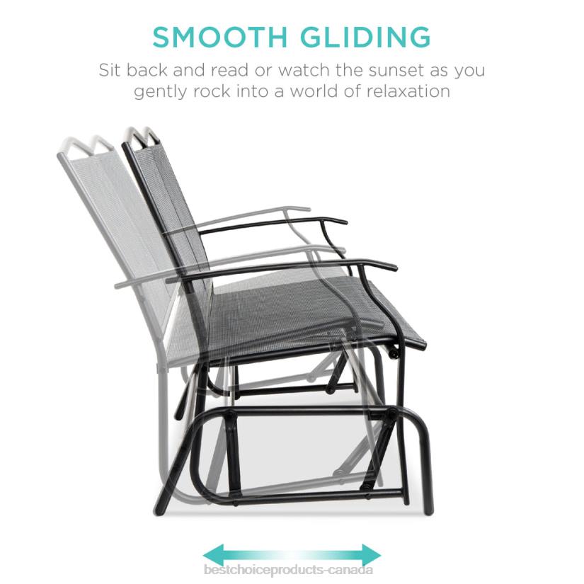 4LT21457 Gray Best Choice Products 2-Person Patio Loveseat Swing Glider, Bench Rocker w/ Armrests