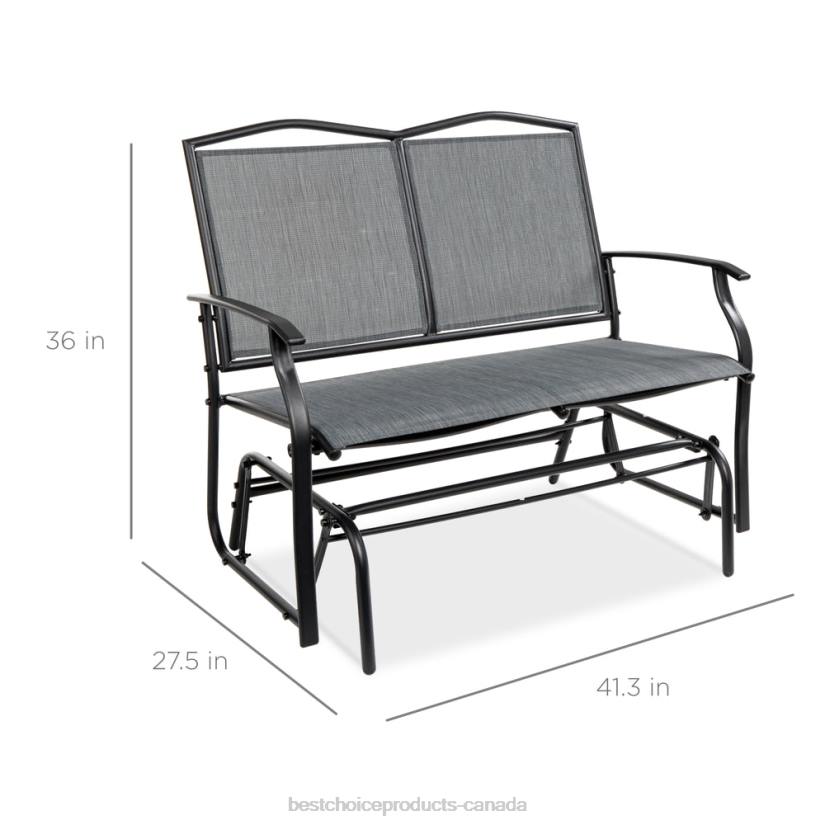 4LT21457 Gray Best Choice Products 2-Person Patio Loveseat Swing Glider, Bench Rocker w/ Armrests