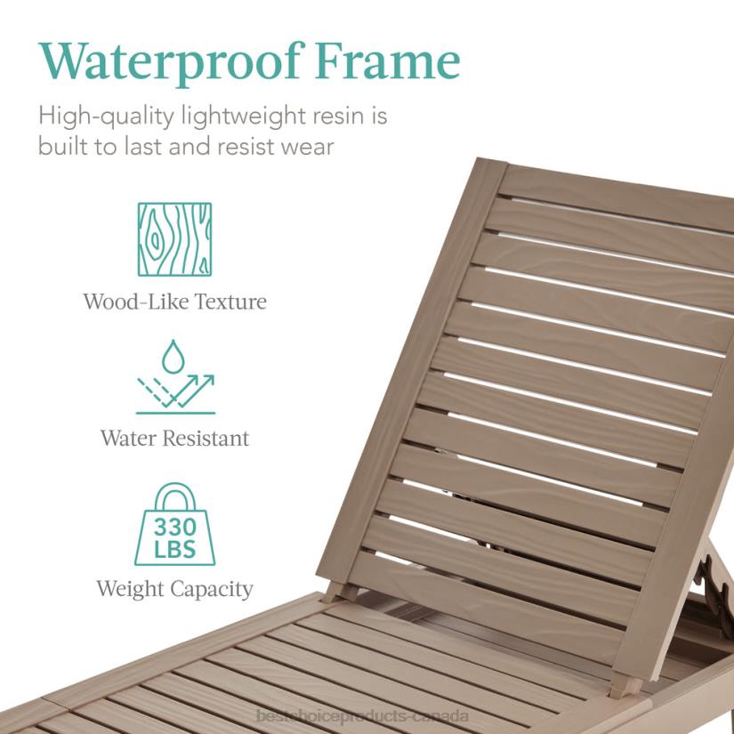 4LT21469 Brown/Ivory Best Choice Products Outdoor Patio Lounge Chair, Resin Chaise Lounger w/ Seat Cushion, 5 Positions