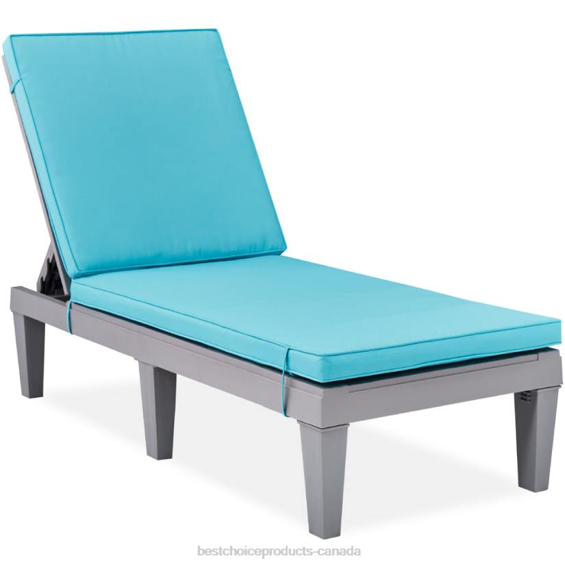 4LT21471 Gray/Teal Best Choice Products Outdoor Patio Lounge Chair, Resin Chaise Lounger w/ Seat Cushion, 5 Positions