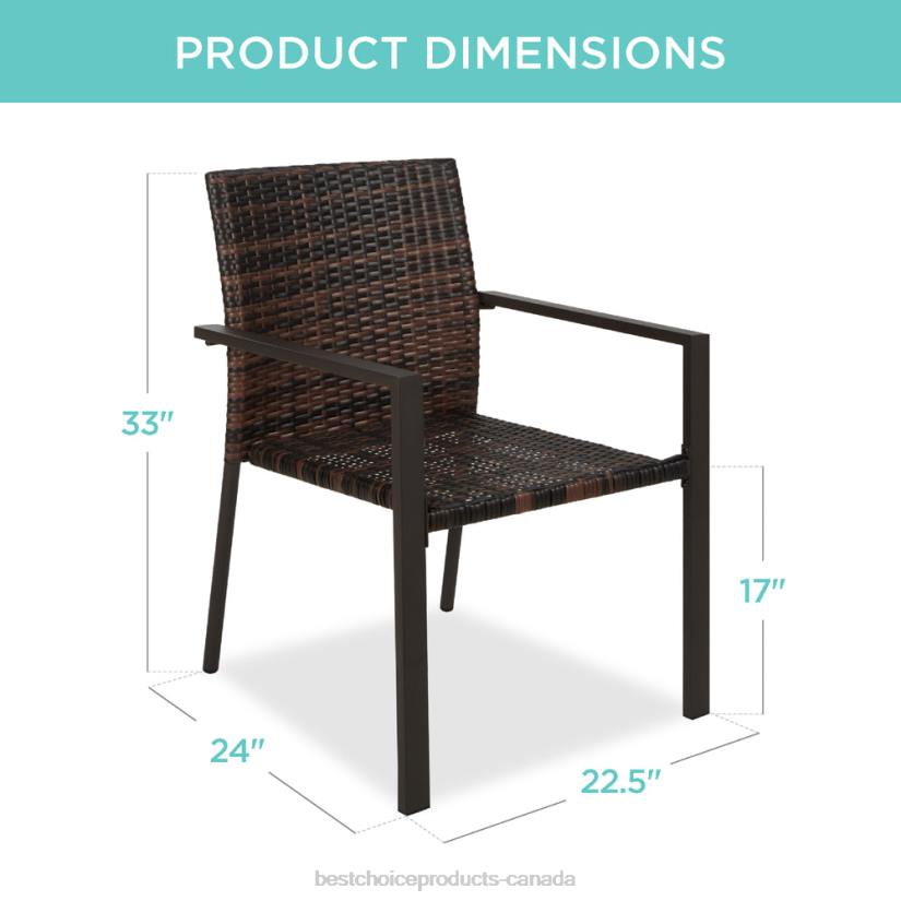 4LT2401 Brown Best Choice Products Set of 2 Stackable Wicker Chairsw/ Armrests, Steel Accent Furniture