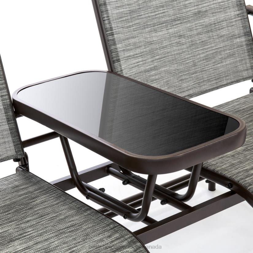 4LT2435 Brown Best Choice Products 2-Person Outdoor Mesh Double Glider w/ Tempered Glass Attached Table