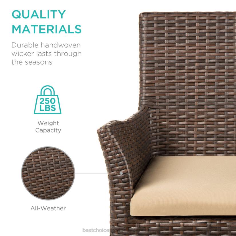 4LT2436 Brown Best Choice Products All-Weather Wicker Counter-Height Swivel Bar Stool w/ Cushion