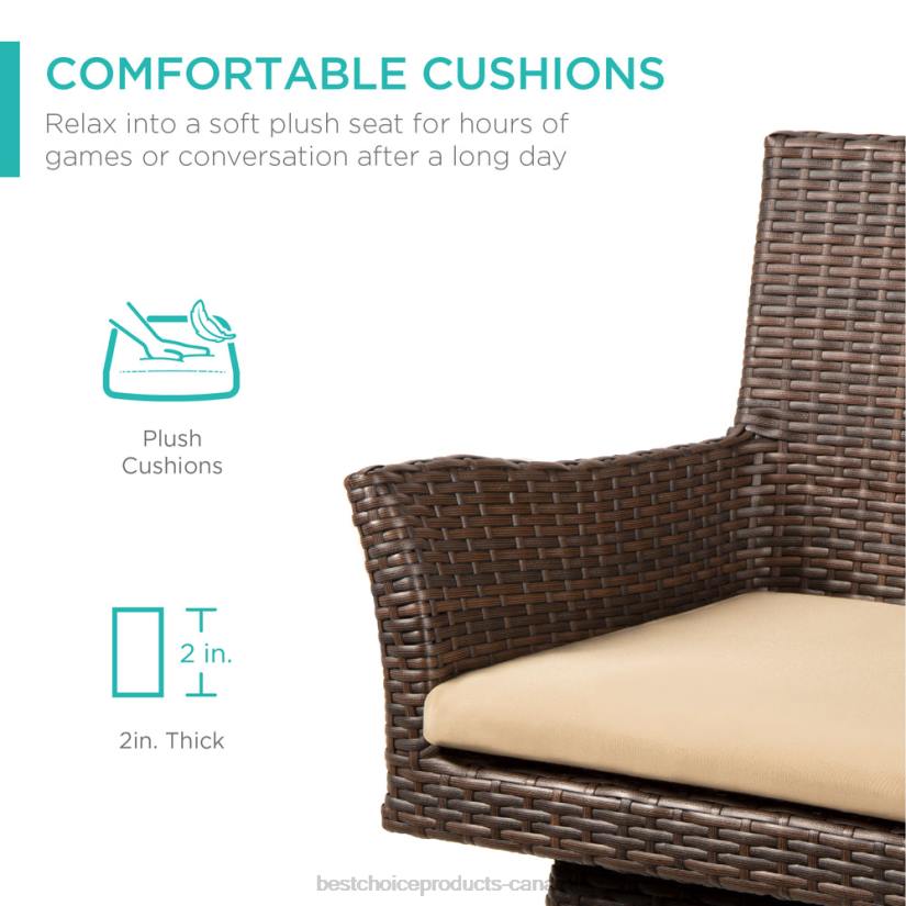 4LT2436 Brown Best Choice Products All-Weather Wicker Counter-Height Swivel Bar Stool w/ Cushion