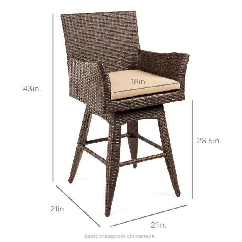 4LT2436 Brown Best Choice Products All-Weather Wicker Counter-Height Swivel Bar Stool w/ Cushion