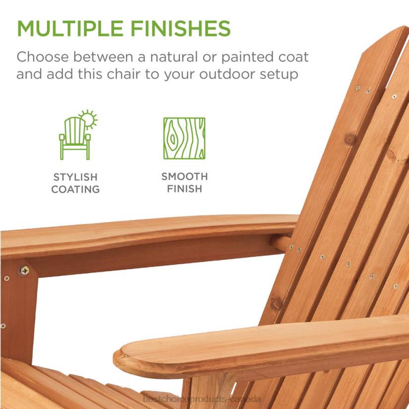 4LT2745 Natural Best Choice Products Folding Wooden Adirondack Chair, Accent Furniture w/ Natural Woodgrain
