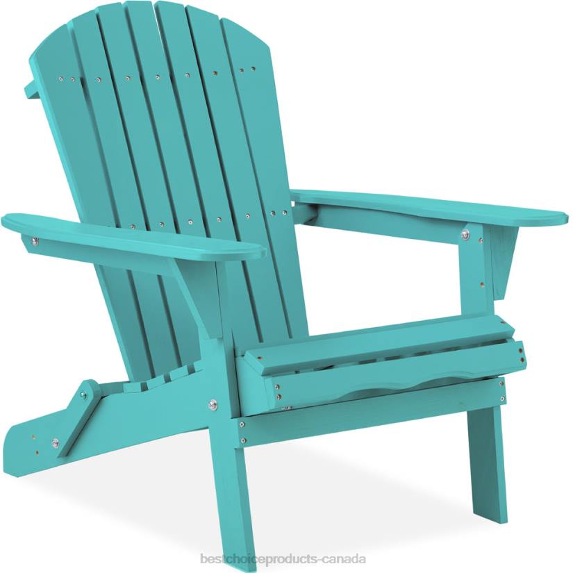 4LT2746 Turquoise Best Choice Products Folding Wooden Adirondack Chair, Accent Furniture w/ Natural Woodgrain