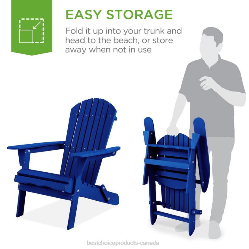 4LT2747 Blue Best Choice Products Folding Wooden Adirondack Chair, Accent Furniture w/ Natural Woodgrain