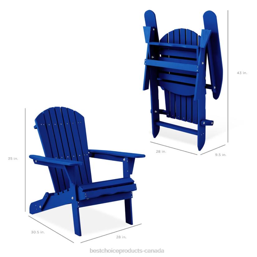 4LT2747 Blue Best Choice Products Folding Wooden Adirondack Chair, Accent Furniture w/ Natural Woodgrain