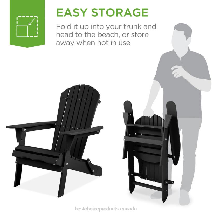 4LT2748 Black Best Choice Products Folding Wooden Adirondack Chair, Accent Furniture w/ Natural Woodgrain