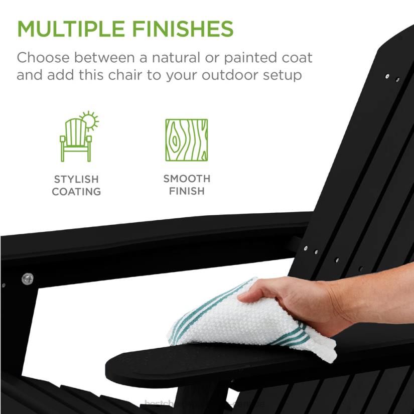 4LT2748 Black Best Choice Products Folding Wooden Adirondack Chair, Accent Furniture w/ Natural Woodgrain