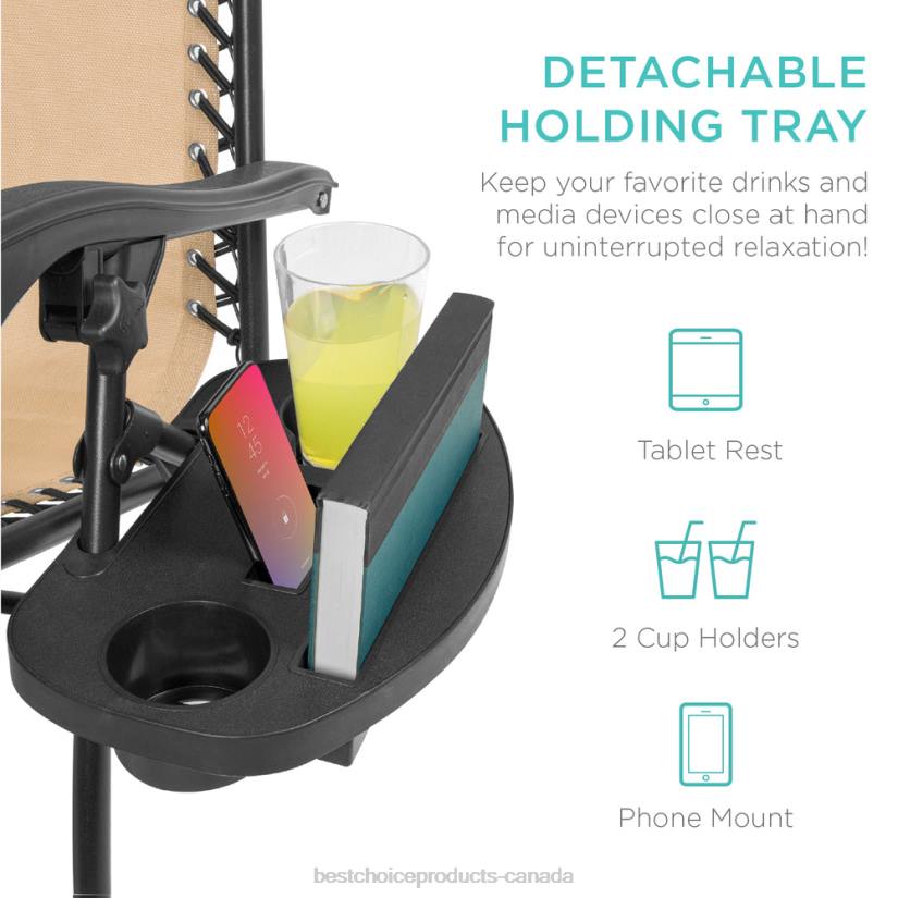 4LT2810 Sand Best Choice Products Set of 2 Adjustable Zero Gravity Patio Chair Recliners w/ Cup Holders